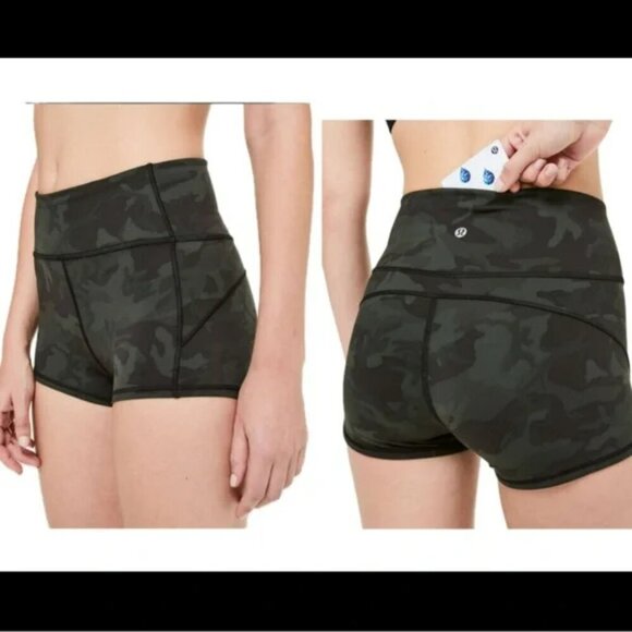 Lululemon In Movement Short *Everlux  Incognito Camo Multi Gator Green - Picture 1 of 5